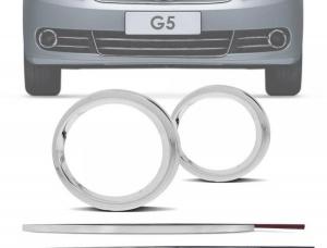 Kit Friso Cromado Gol Voyage G5 Grade Para-choque + Aro Milha 